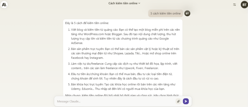 Chatbot Claude sang tao noi dung khong gioi han